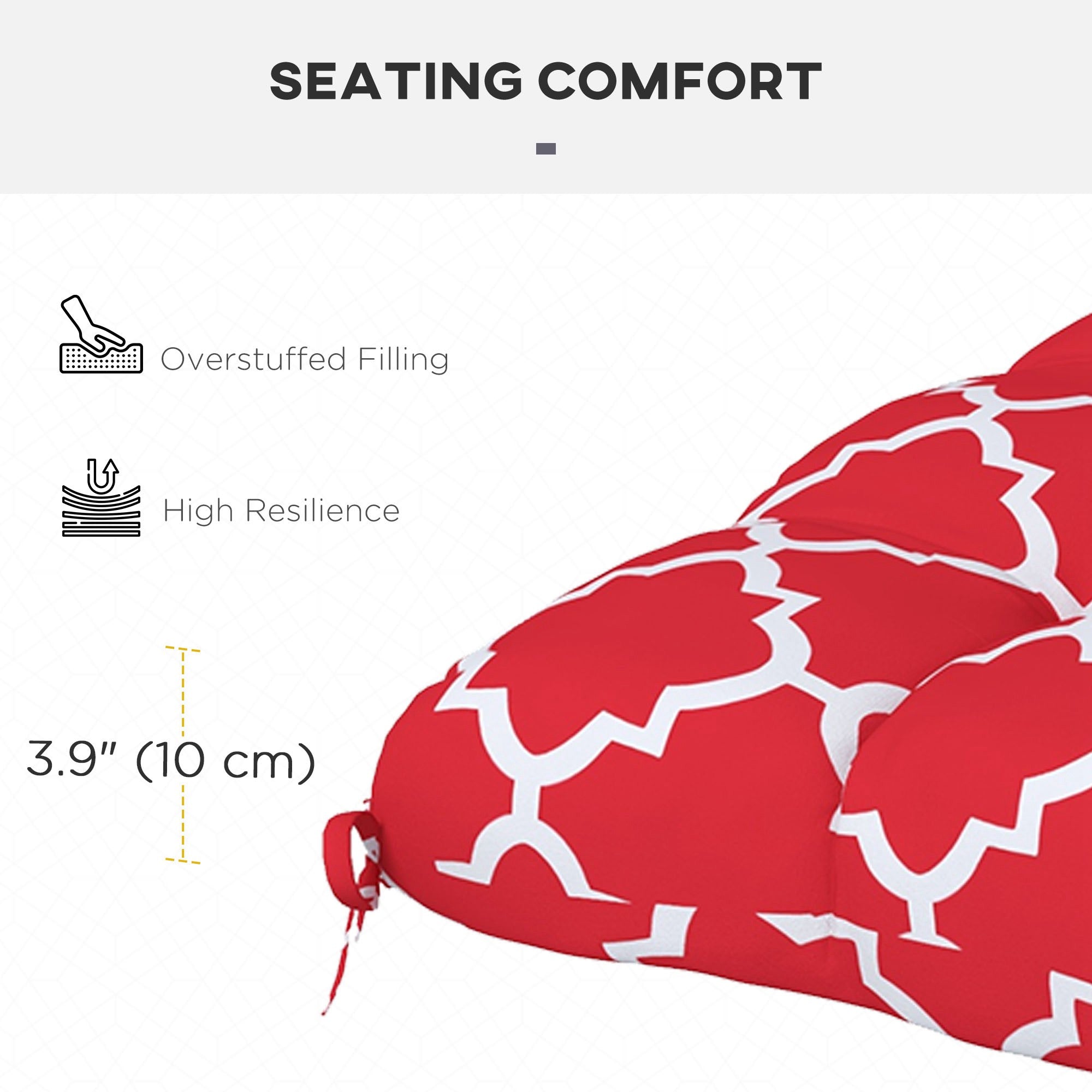 Outsunny 4-Piece Patio Chair Cushions Pillows, Seat Replacement Patio Cushions Set with Ties for Indoor Outdoor Garden Furniture