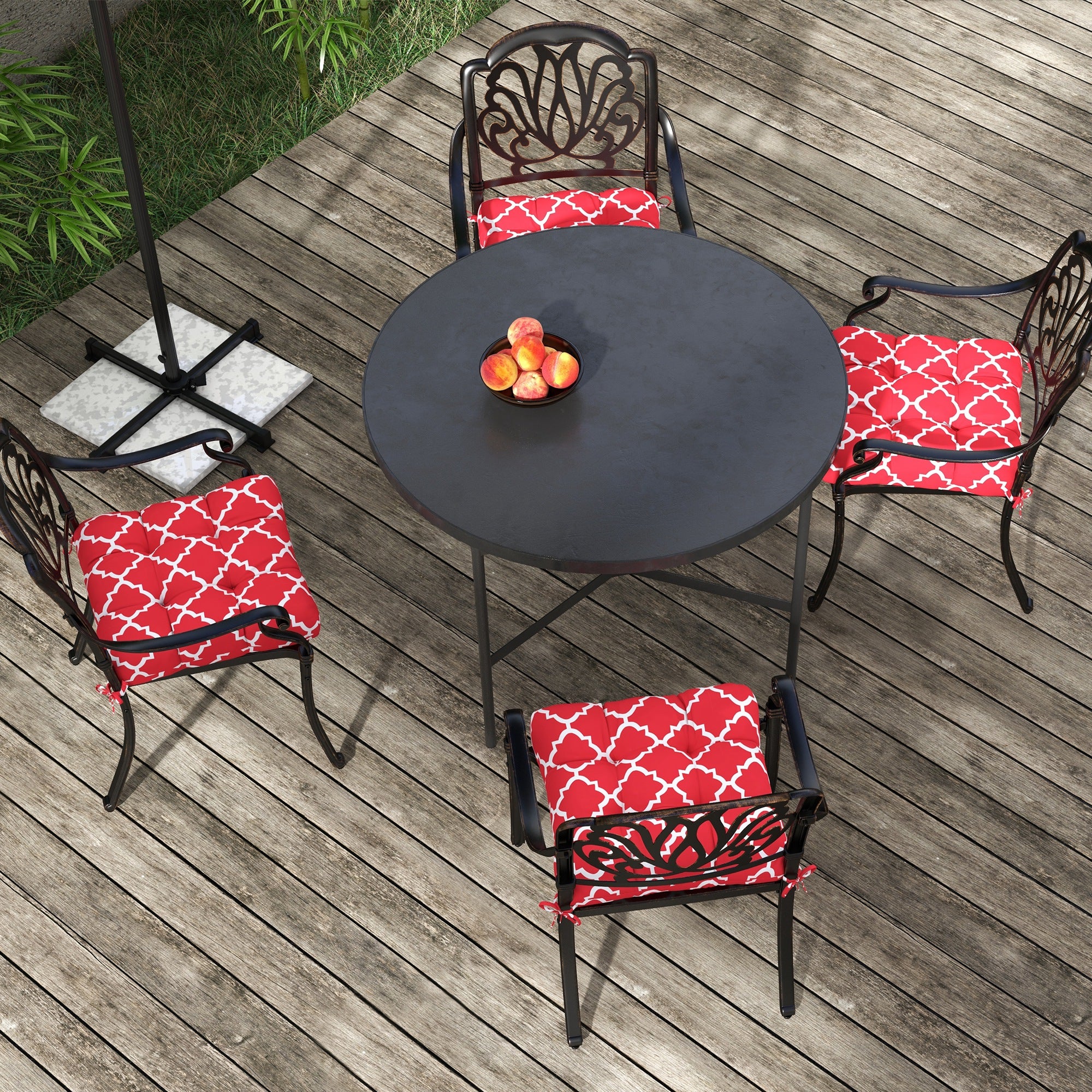 Outsunny 4-Piece Patio Chair Cushions Pillows, Seat Replacement Patio Cushions Set with Ties for Indoor Outdoor Garden Furniture