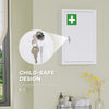kleankin 12" x 18" Wall Medicine Cabinet with Lock, 3 Tier Steel Locking Wall Cabinet for Bathroom, Kitchen with 2 Keys, White