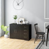 HOMCOM Modern Sideboard Buffet Cabinet with Drawers and Beadboard Door Cupboard Kitchen Storage Cabinet Black