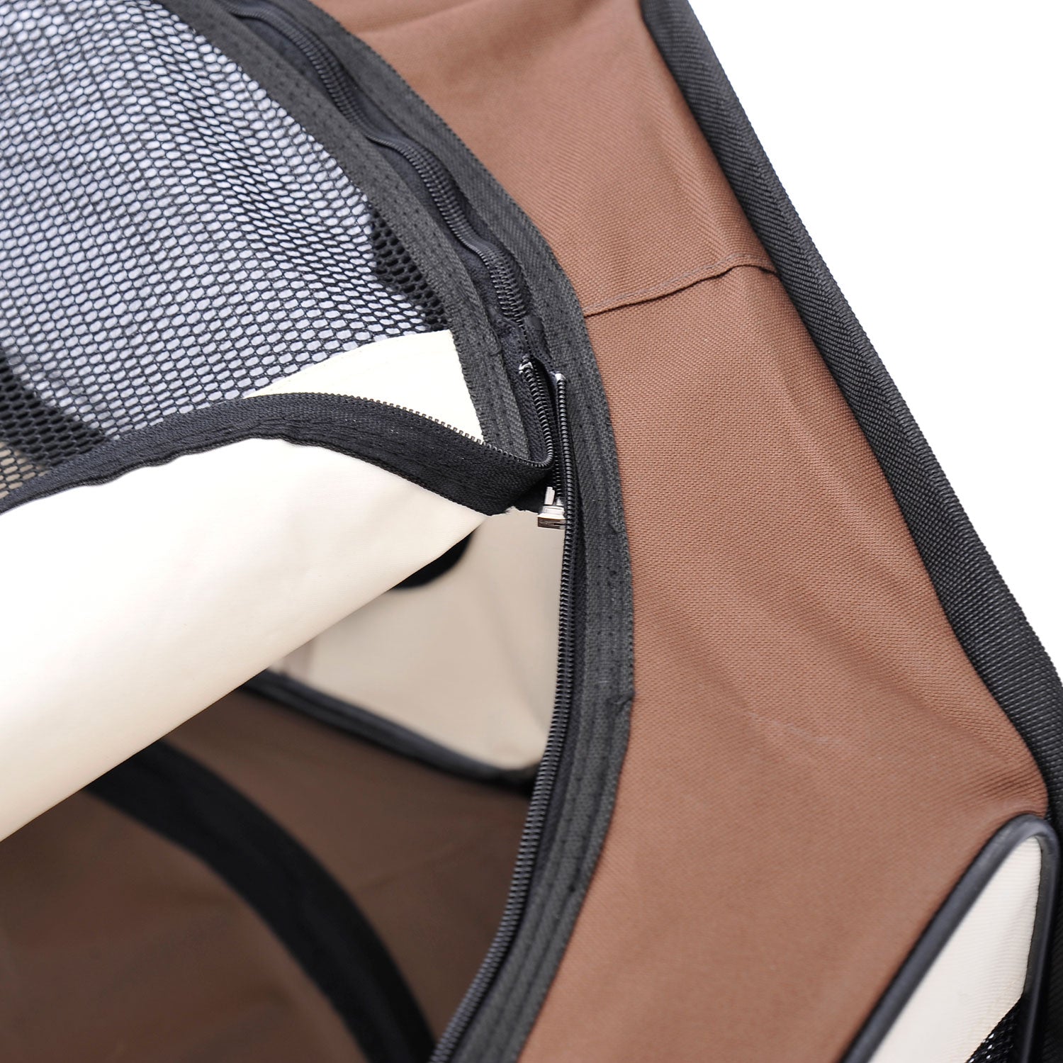 PawHut 37" Folding Portable Pet Playpen Soft Dog Cat Puppy Exercise Kennel Crate with Carrying Bag Brown