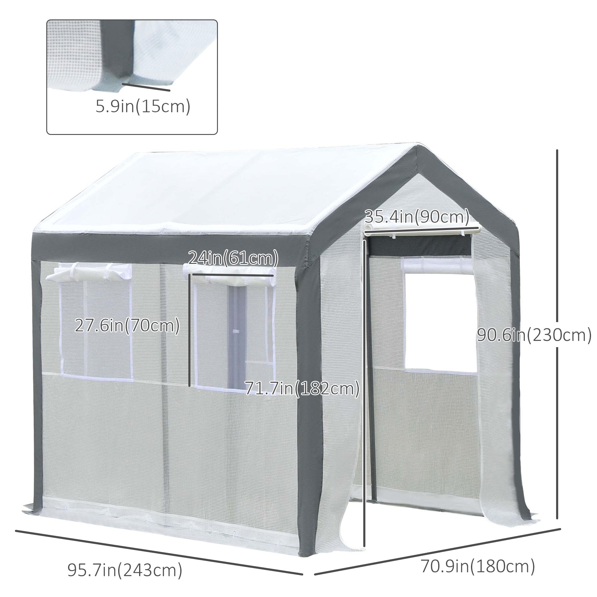 Outsunny 8' x 6' x 7.5' Heavy-duty Walk-in Greenhouse Outdoor Vegetable Plants Growing Warm House Seed Plant Growth Tent Polytunnel Shelter White
