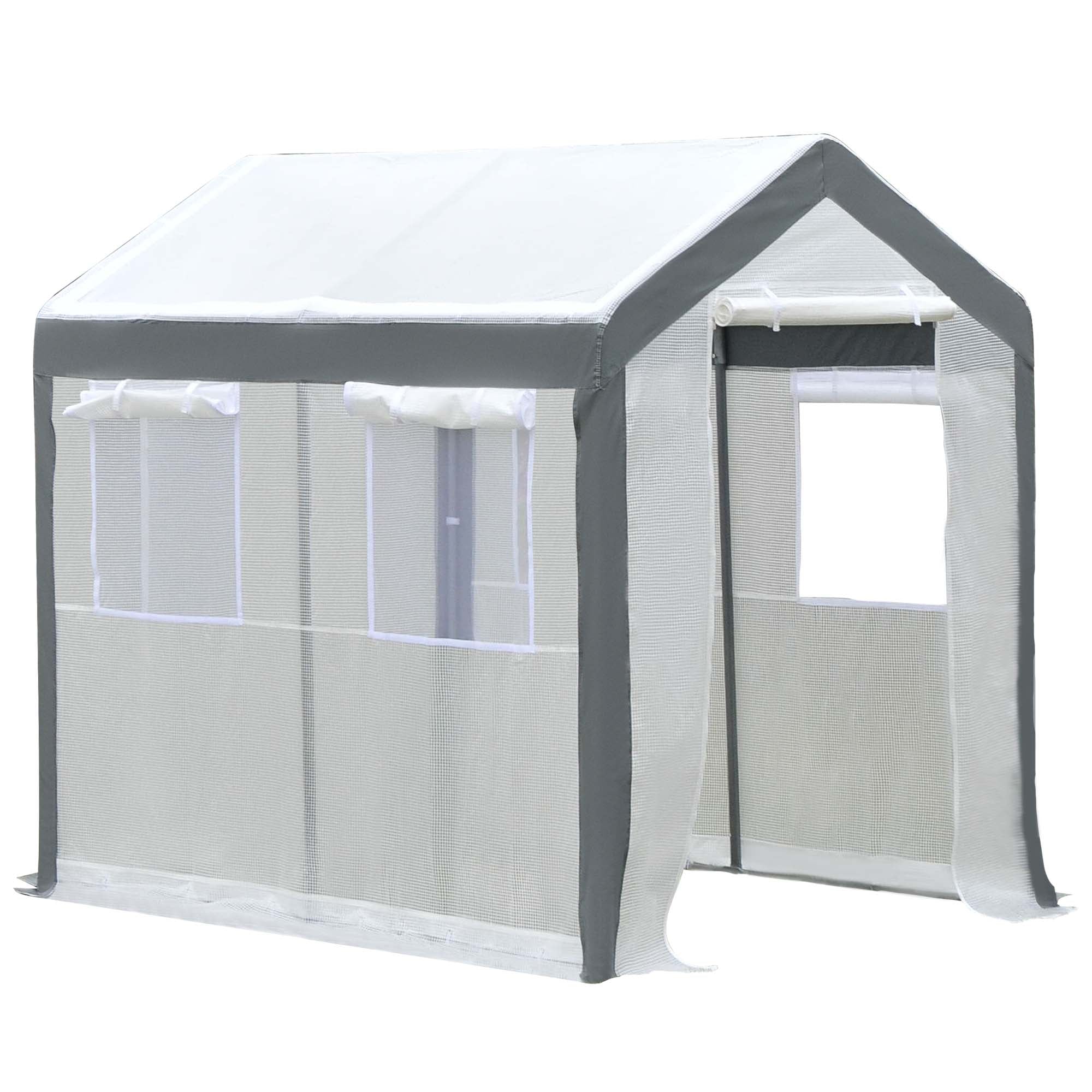 Outsunny 8' x 6' x 7.5' Heavy-duty Walk-in Greenhouse Outdoor Vegetable Plants Growing Warm House Seed Plant Growth Tent Polytunnel Shelter White