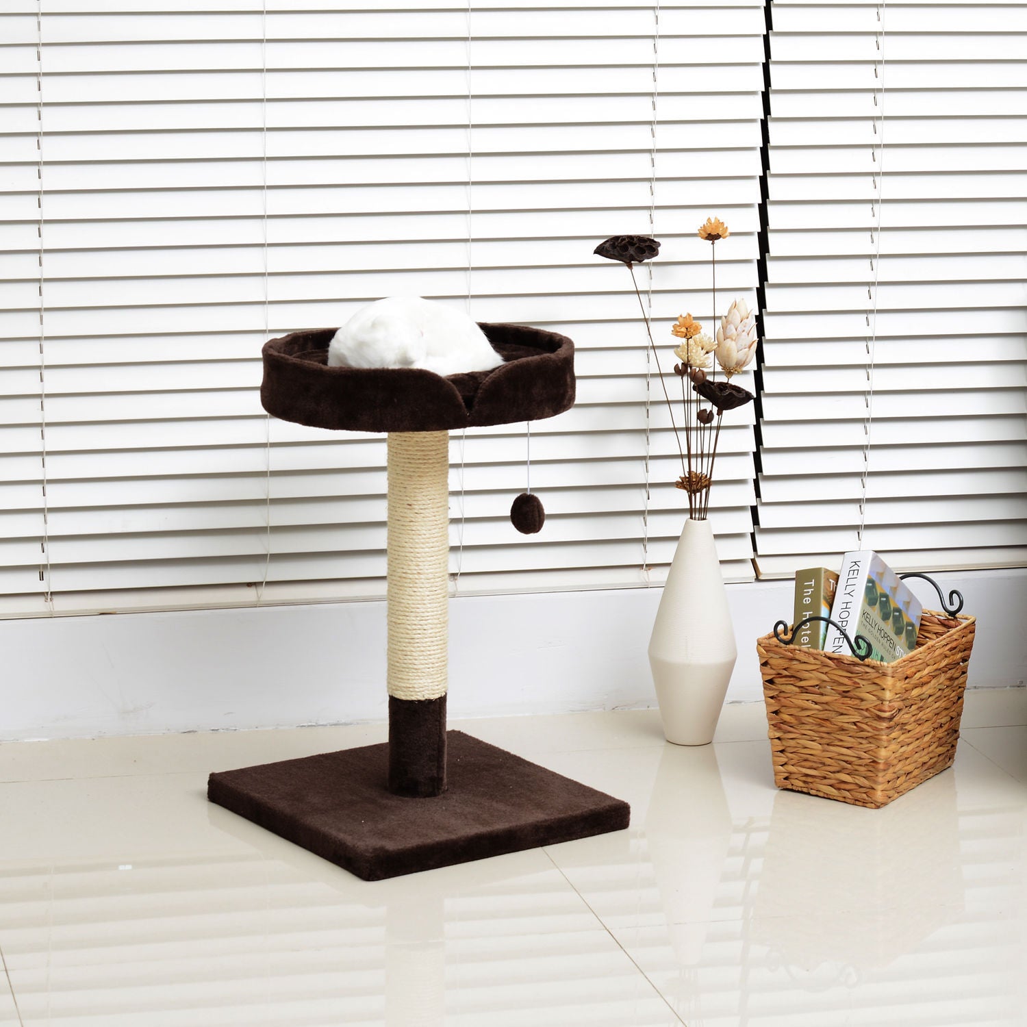 PawHut 70cm Height Cat Tree for Indoor Cats Scratching Post Furniture Pet Play Area Activity Center Kitten Climbers Climbing Exercise w/ Hanging Toy & Cushion