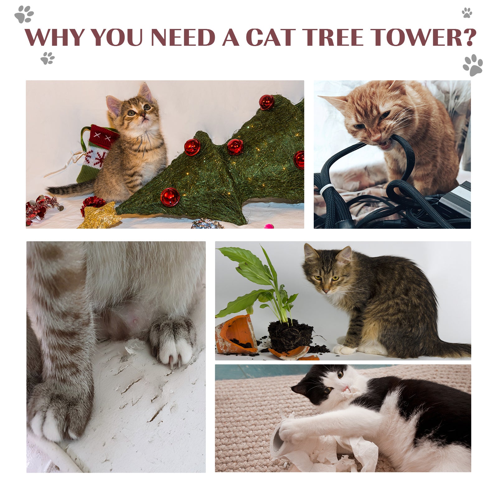PawHut 70cm Height Cat Tree for Indoor Cats Scratching Post Furniture Pet Play Area Activity Center Kitten Climbers Climbing Exercise w/ Hanging Toy & Cushion