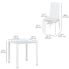 HOMCOM Dining Table Set for 2, 3-Piece Rectangular Glass Kitchen Table and Chairs with Metal Frame and Faux Leather Upholstery for Dining Room, Living Room, White