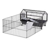 PawHut Metal Small Animal Cage, Rabbit Cage for Guinea Pig Chinchilla Hedgehog Bunny with Removable Wheels and Foldable Detachable Run Fence, 34.6" L x 50.6" W x 22" H
