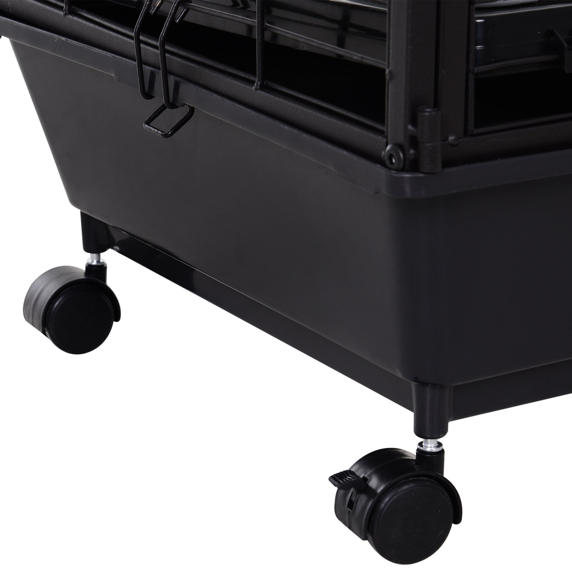 PawHut Metal Small Animal Cage, Rabbit Cage for Guinea Pig Chinchilla Hedgehog Bunny with Removable Wheels and Foldable Detachable Run Fence, 34.6