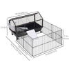 PawHut Metal Small Animal Cage, Rabbit Cage for Guinea Pig Chinchilla Hedgehog Bunny with Removable Wheels and Foldable Detachable Run Fence, 34.6" L x 50.6" W x 22" H