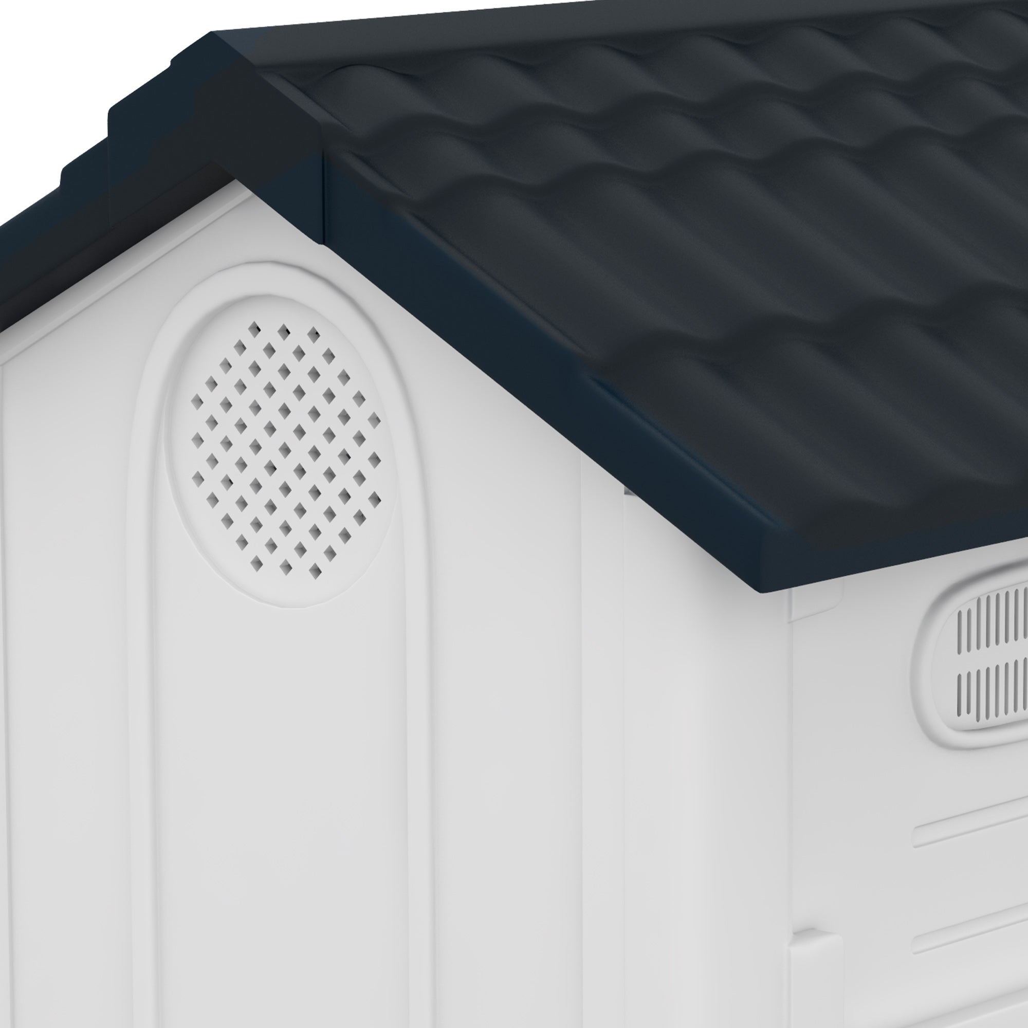 PawHut Dog Kennel for Outside, Plastic Dog House, Water-Resistant Pet Shelter with Windows, for Garden Patio, Miniature and Small Dogs, 80 x 69 x 76cm - Grey