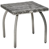 Outsunny 18" Rattan Coffee Table Outdoor Side Table Patio Wicker Furniture, Small Square with All-Weather PE for Garden, Balcony, Backyard, Poolside, Grey