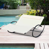 Outsunny Double Chaise Lounger Garden Rocker Sun Bed Outdoor Hammock Chair Texteline with Pillow Cream White