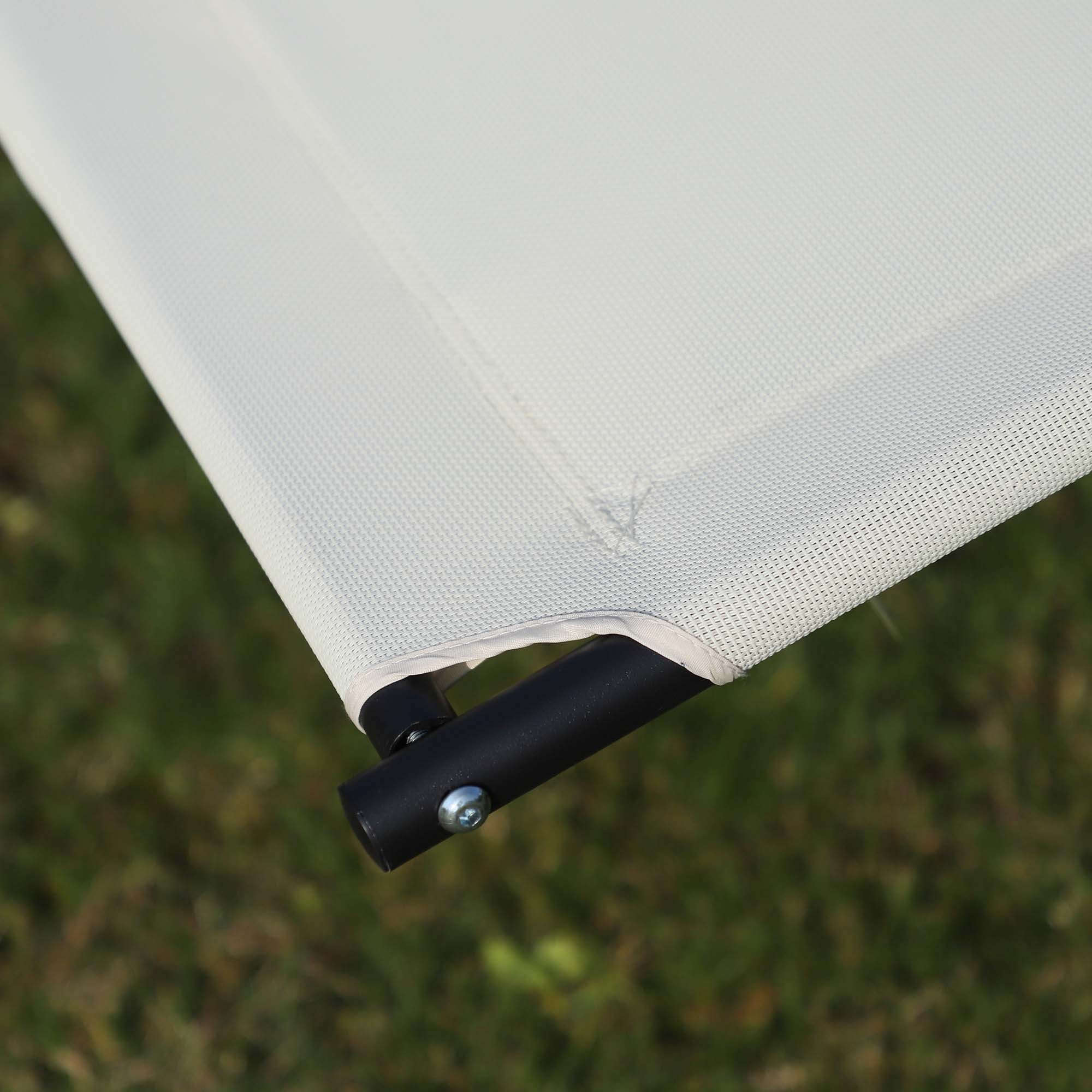 Outsunny Double Chaise Lounger Garden Rocker Sun Bed Outdoor Hammock Chair Texteline with Pillow Cream White