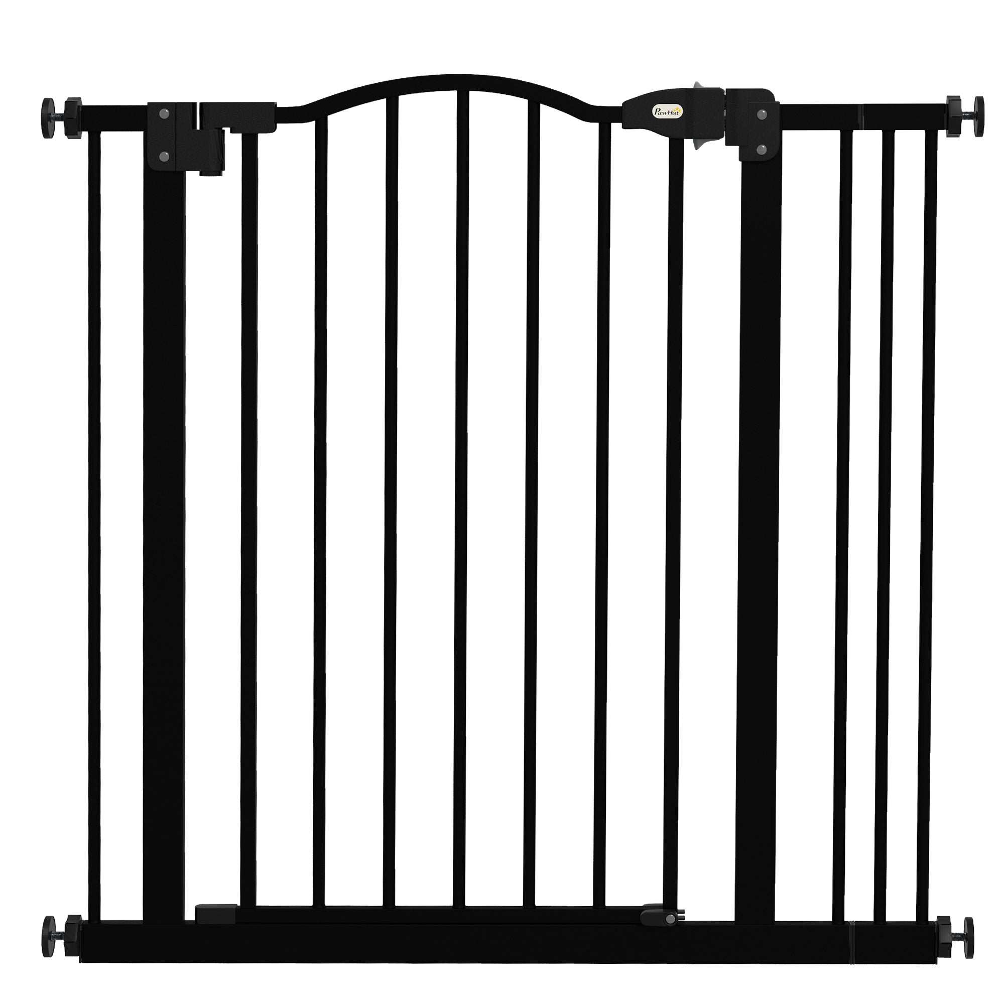 PawHut Pressure Fit Dog Stair Gate No Drilling Safety Gate Auto Close for Doorways, Hallways, 74-87cm Adjustable, 78cm Tall, Black