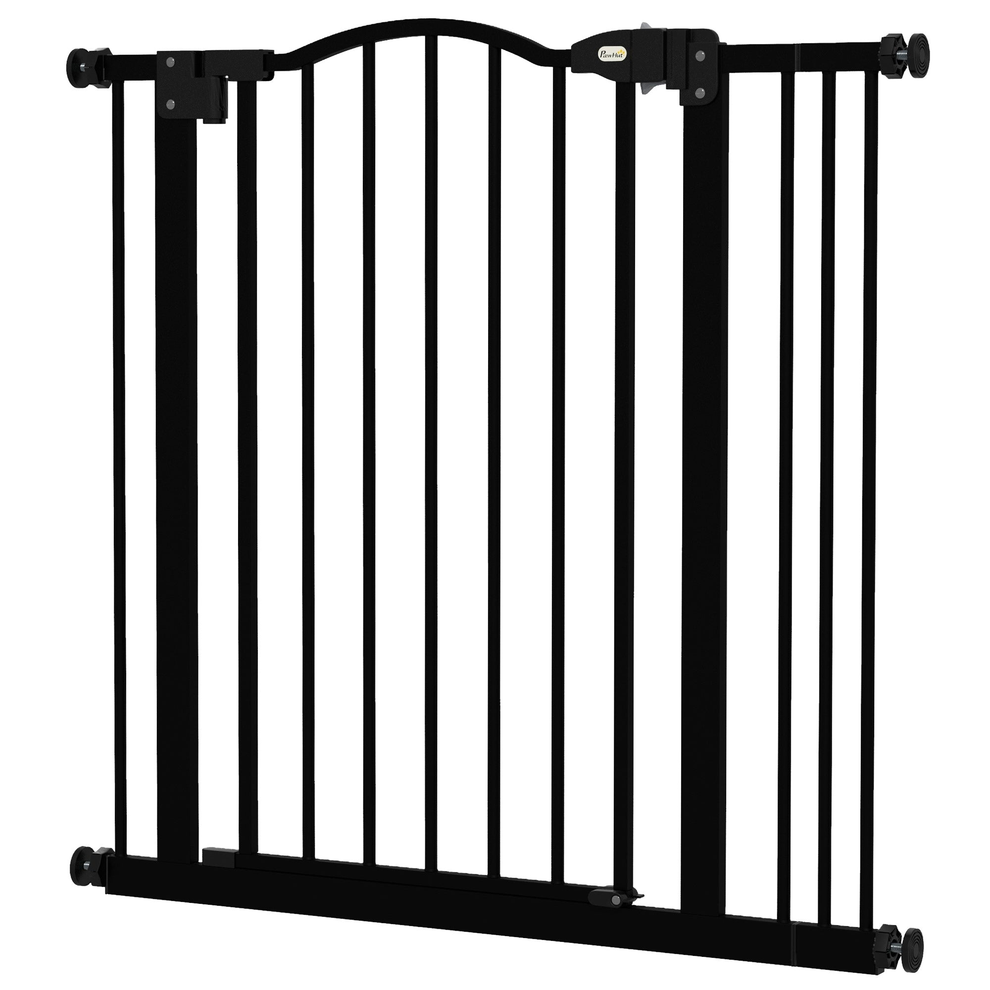 PawHut Pressure Fit Dog Stair Gate No Drilling Safety Gate Auto Close for Doorways, Hallways, 74-87cm Adjustable, 78cm Tall, Black