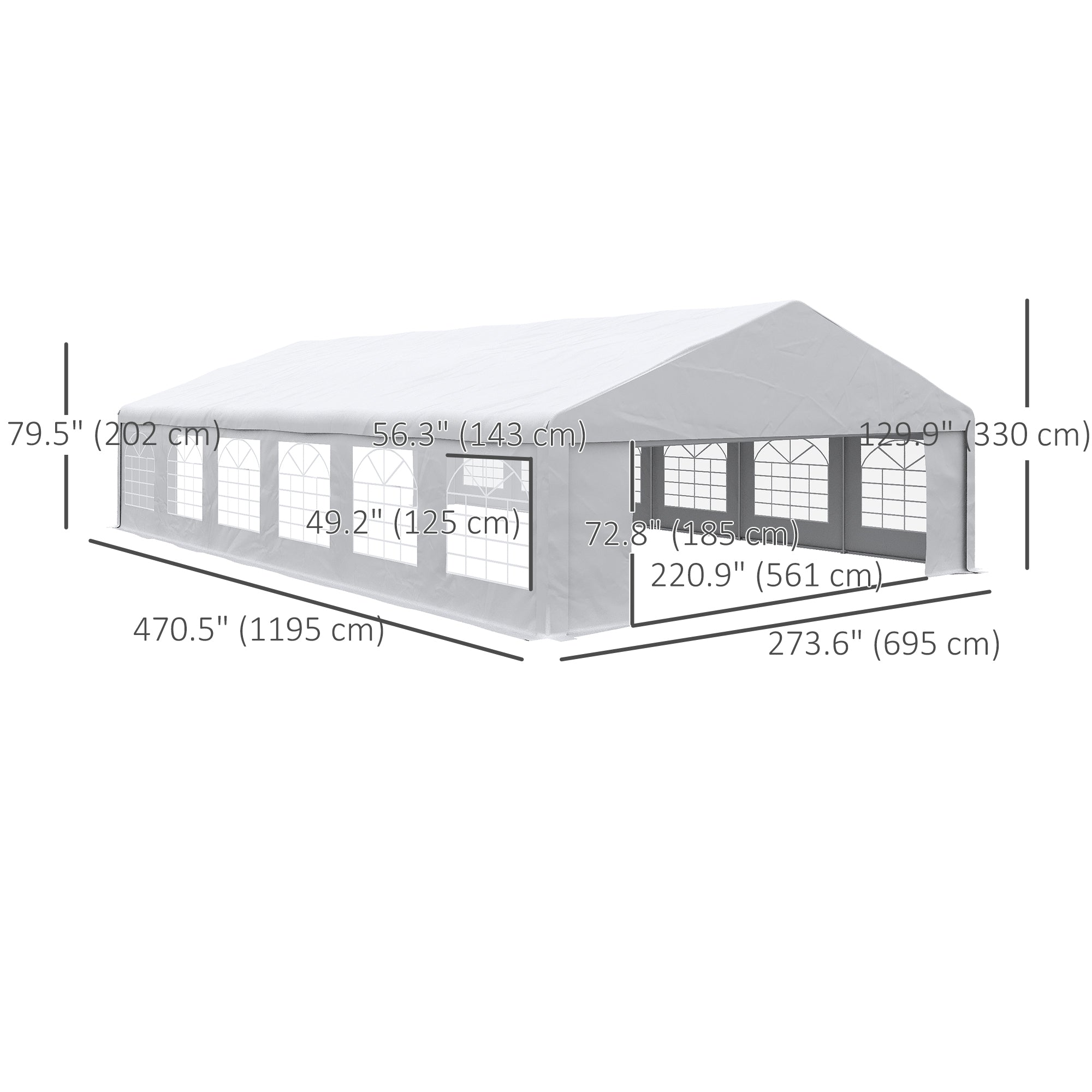 Outsunny 23' x 39' Party Tent, Heavy Duty Outdoor Canopy Tent Shelter with Removable Sidewalls, 2 Doors and 12 Windows, Large Tent for Parties, Events, BBQ Gril, White