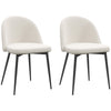 HOMCOM Modern Dining Chairs Set of 2, Mid-Back Velvet Upholstered Kitchen Chairs, Side Chair for Living Room, Dining Room, Cream White
