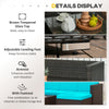 Outsunny 3 Pieces Patio Furniture Set with Cushions, Outdoor PE Rattan Wicker Conversation Corner Sofa Set with Glass Top Table and Adjustable Foot for Garden, Lawn, Turquoise