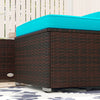 Outsunny 3 Pieces Patio Furniture Set with Cushions, Outdoor PE Rattan Wicker Conversation Corner Sofa Set with Glass Top Table and Adjustable Foot for Garden, Lawn, Turquoise