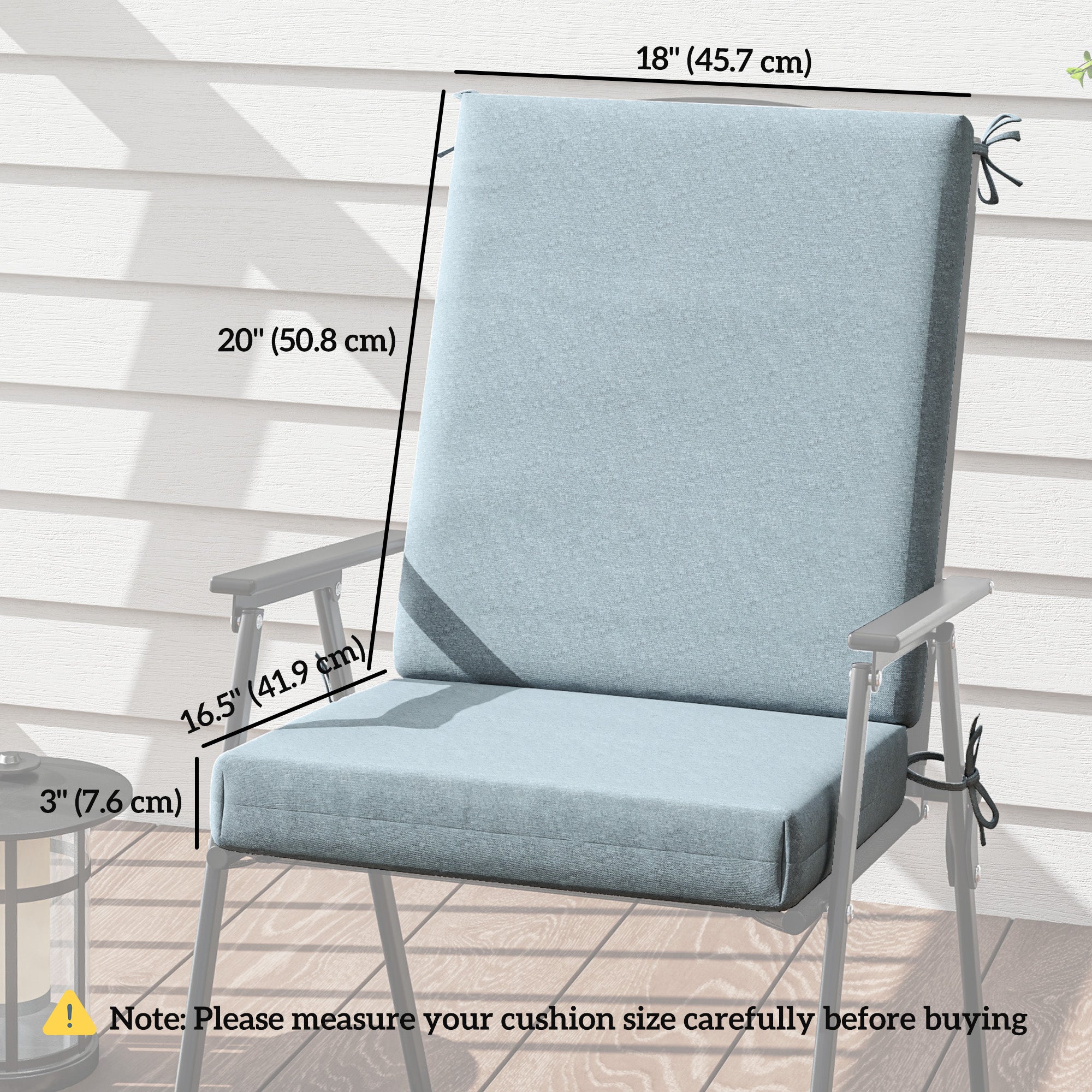 Outsunny Outdoor Chair Cushions Set of 2 for Dining Chairs, Water-Repellent and Fade-Resistant Yarn-Dyed Polyester, Outdoor Seat Cushions with Back Cushions and Ties, Light Grey