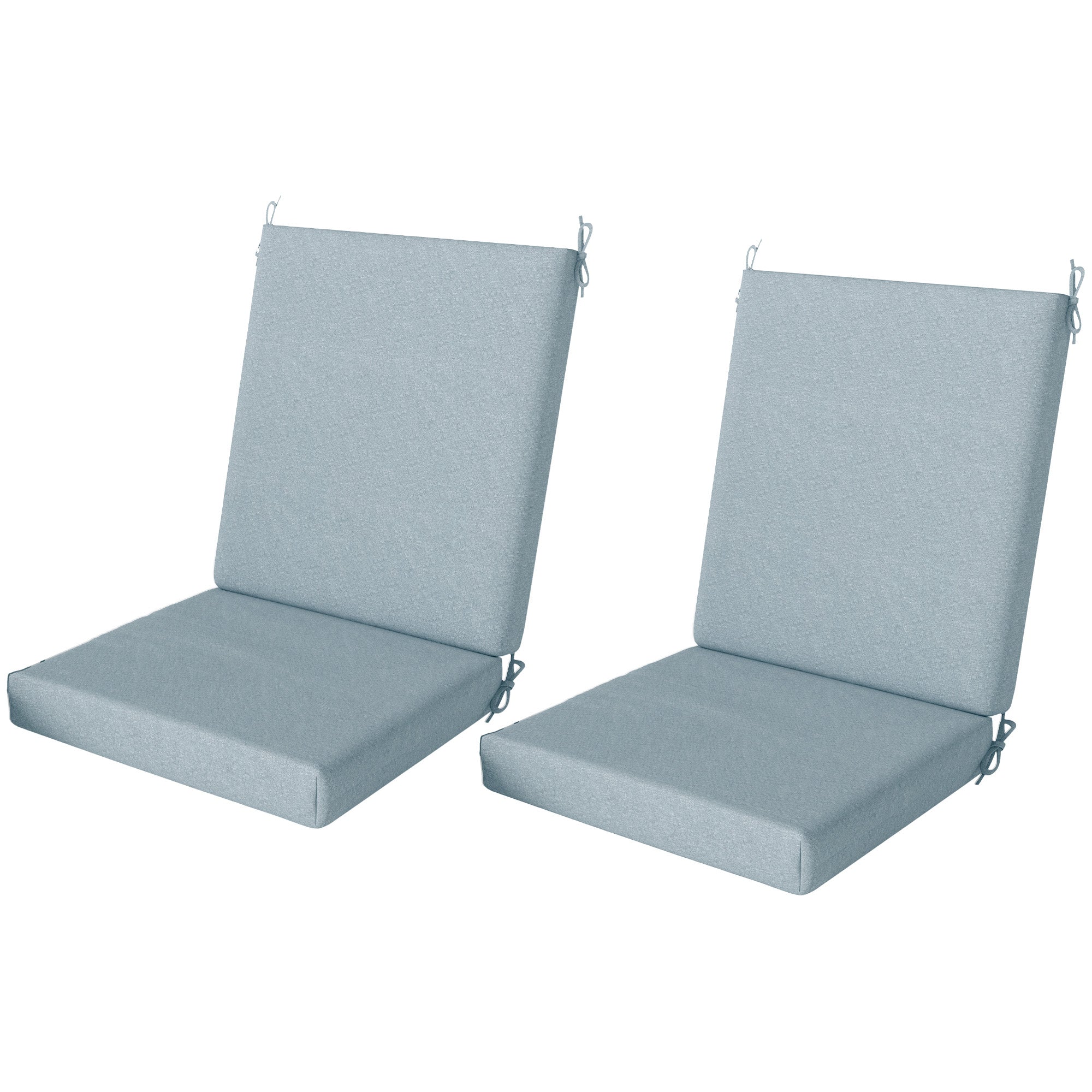 Outsunny Outdoor Chair Cushions Set of 2 for Dining Chairs, Water-Repellent and Fade-Resistant Yarn-Dyed Polyester, Outdoor Seat Cushions with Back Cushions and Ties, Light Grey