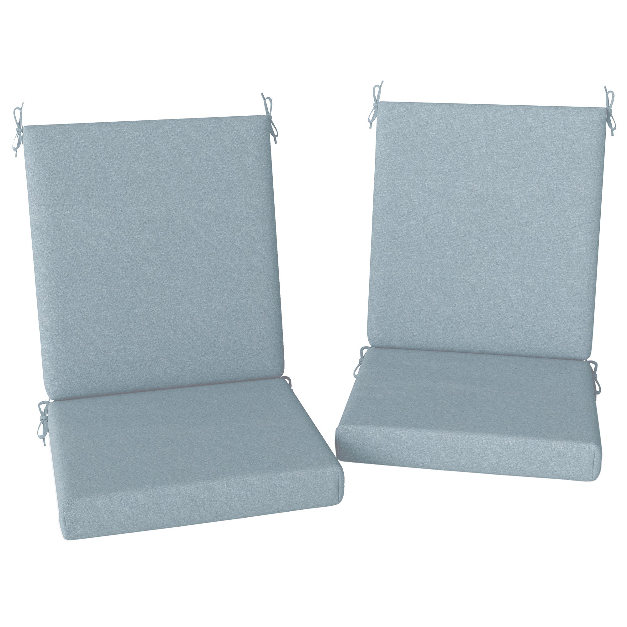Outsunny Outdoor Chair Cushions Set of 2 for Dining Chairs, Water-Repellent and Fade-Resistant Yarn-Dyed Polyester, Outdoor Seat Cushions with Back Cushions and Ties, Light Grey