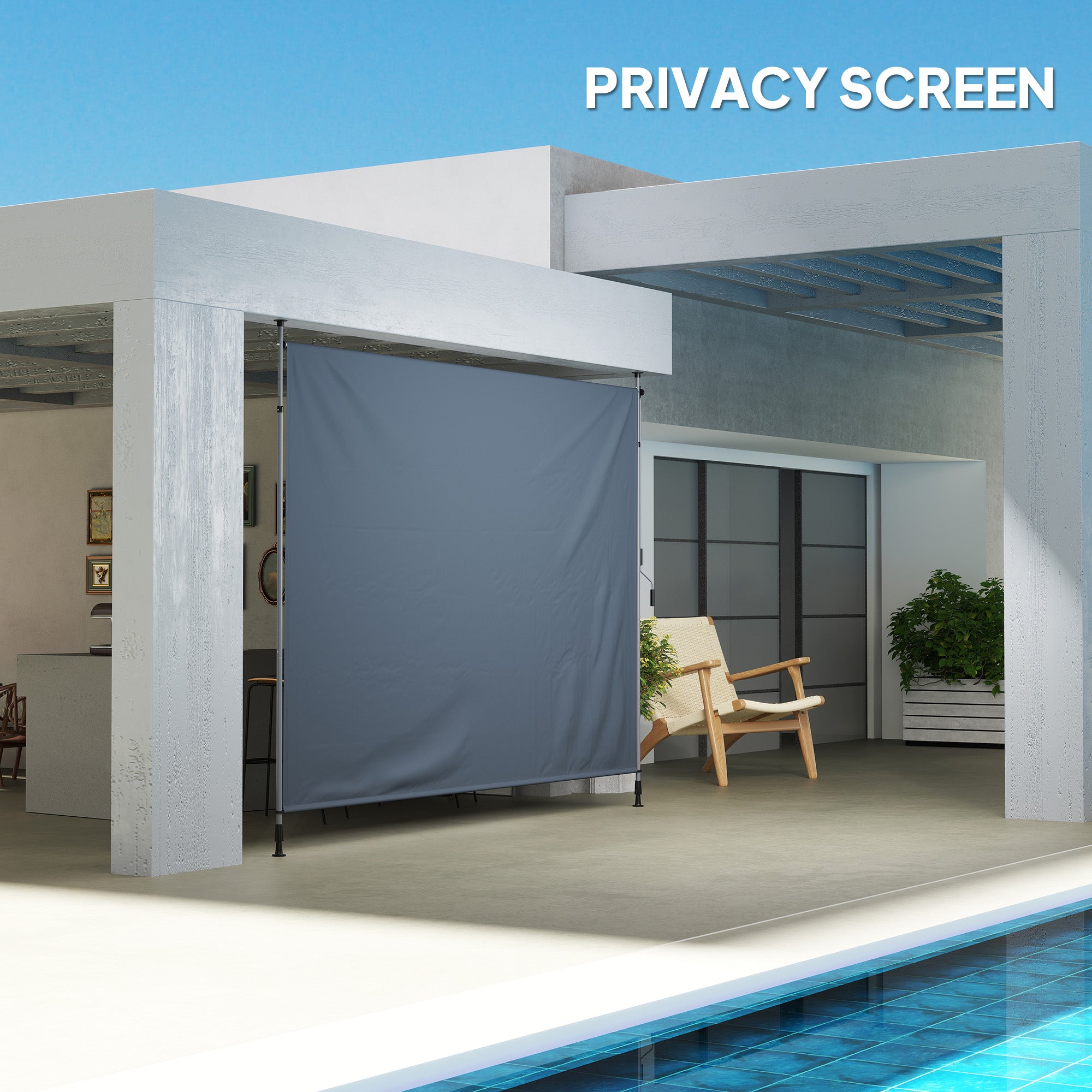 Outsunny 11.5' x 10' Retractable Patio Awning, Manual Outdoor Privacy Screen with UPF30+ & Water-Resistant Fabric for Patio, Balcony, Terrace, Pool, Dark Grey