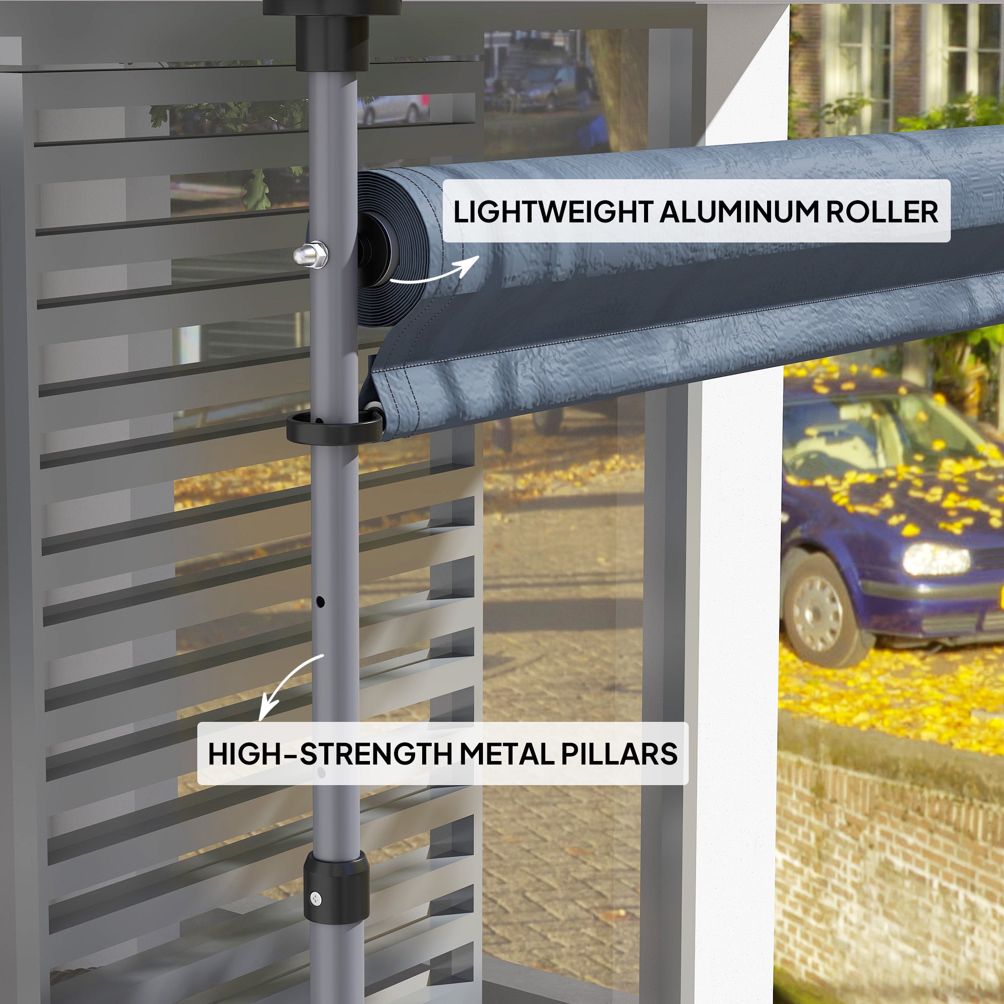 Outsunny 11.5' x 10' Retractable Patio Awning, Manual Outdoor Privacy Screen with UPF30+ & Water-Resistant Fabric for Patio, Balcony, Terrace, Pool, Dark Grey