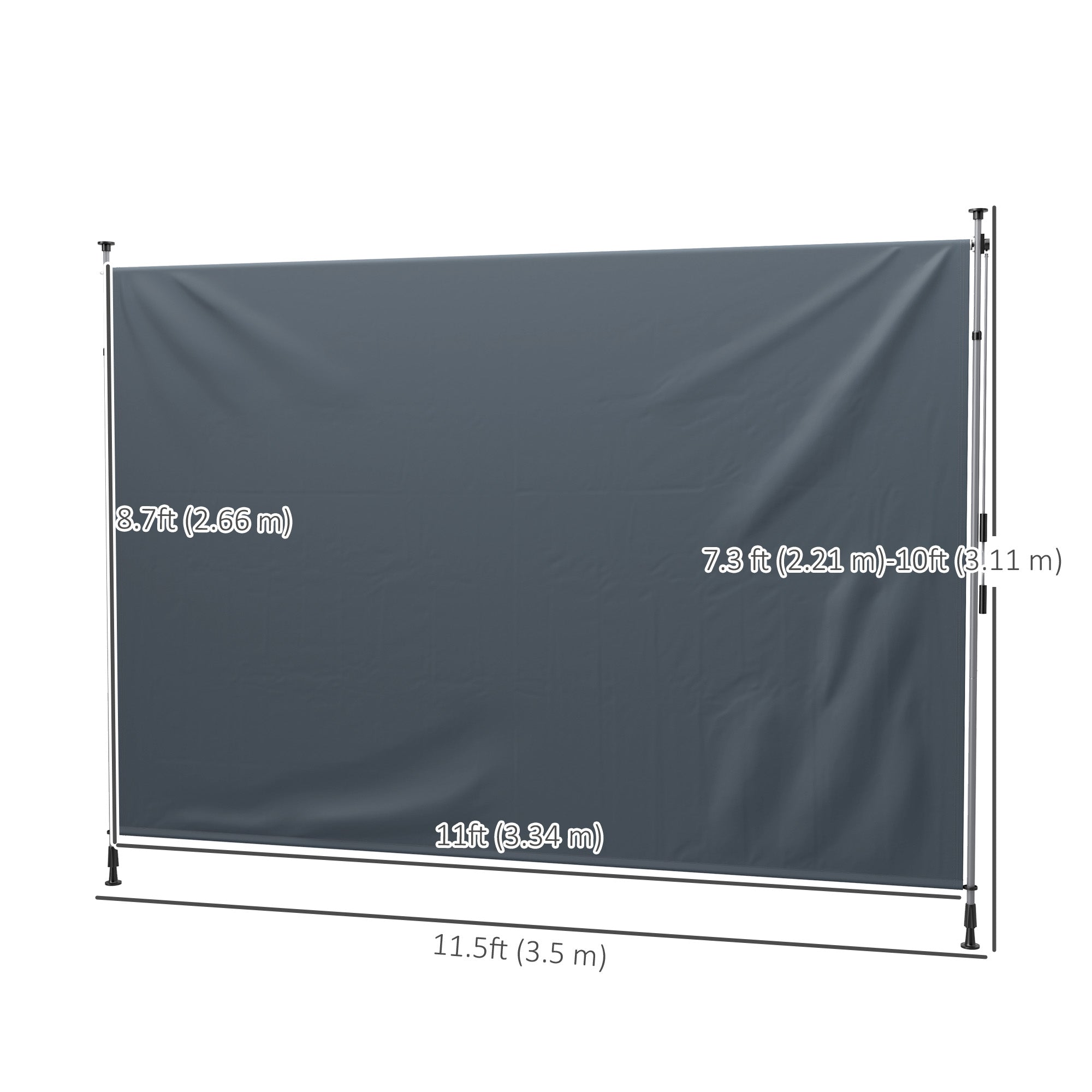Outsunny 11.5' x 10' Retractable Patio Awning, Manual Outdoor Privacy Screen with UPF30+ & Water-Resistant Fabric for Patio, Balcony, Terrace, Pool, Dark Grey