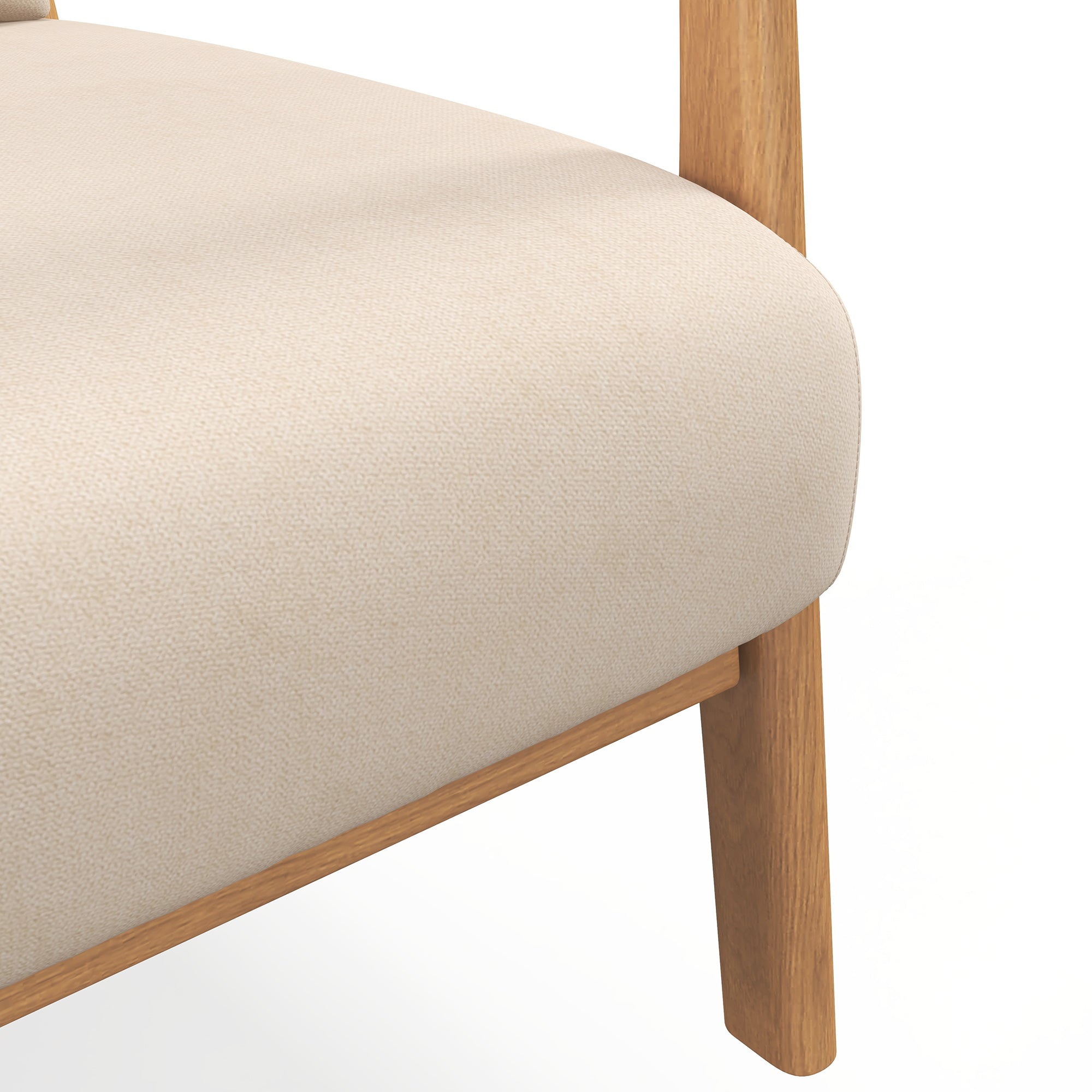 HOMCOM Fabric Accent Chair, Velvet Armchair, Retro Living Room Chair with Wood Legs and Thick Padding for Bedroom, Beige