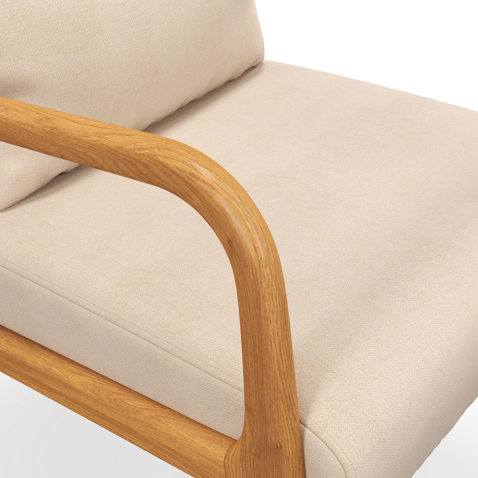 HOMCOM Fabric Accent Chair, Velvet Armchair, Retro Living Room Chair with Wood Legs and Thick Padding for Bedroom, Beige