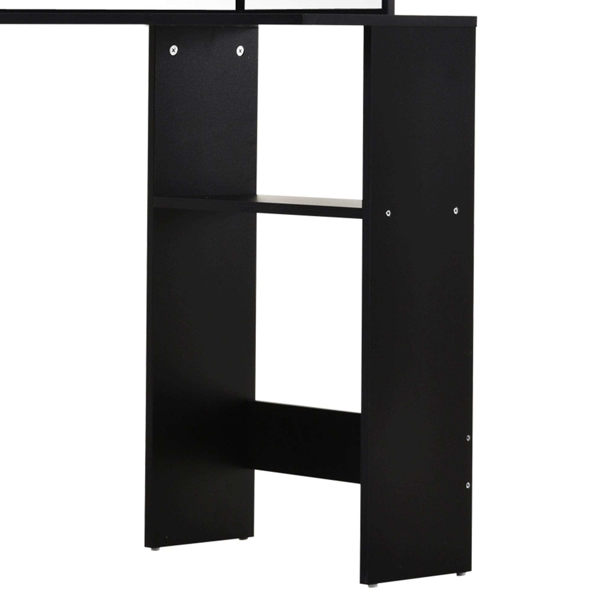 HOMCOM Corner Vanity Desk with Mirror, Makeup Vanity Table with 5 Drawers, Dressing Table with 3-piece Mirror, Black