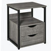 HOMCOM Nightstand with 2 Drawers, Industrial Side Table with Storage Shelf, Accent End Table for Bedroom, Grey