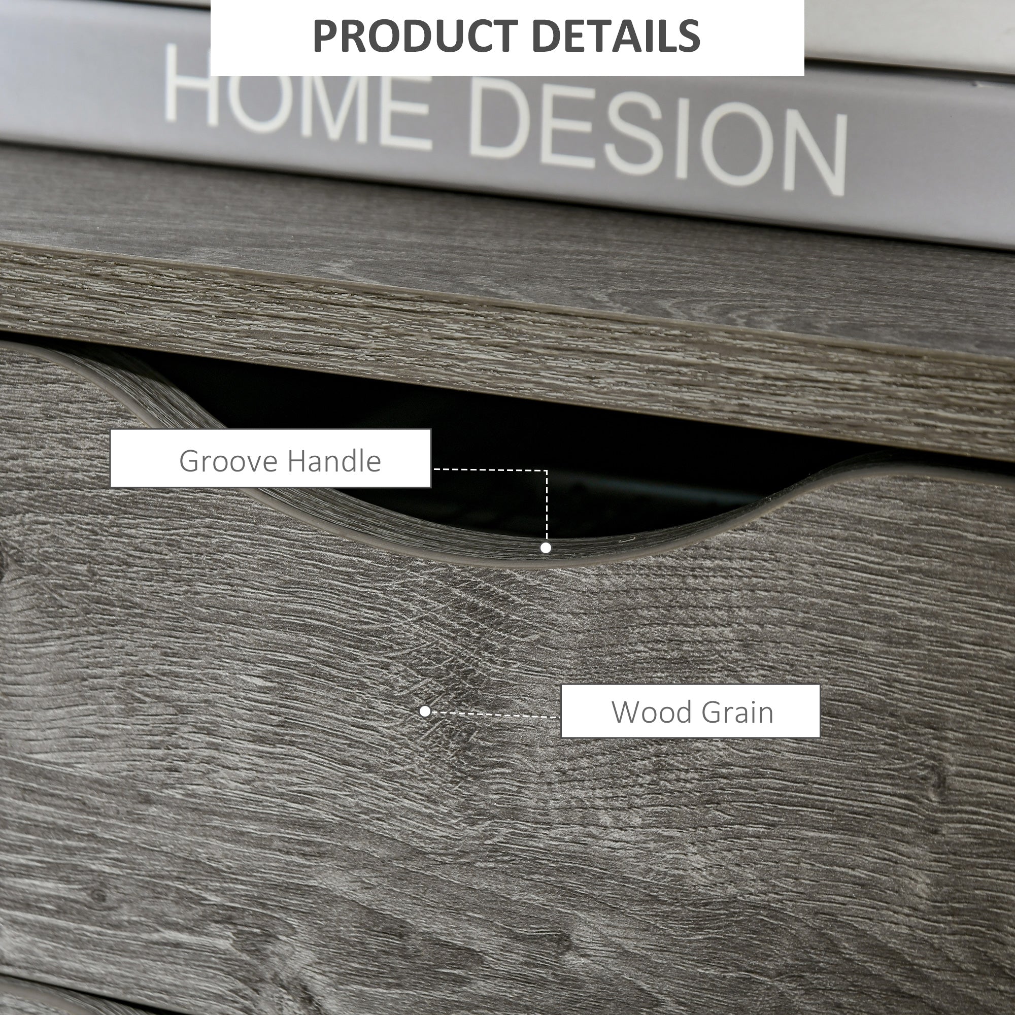 HOMCOM Nightstand with 2 Drawers, Industrial Side Table with Storage Shelf, Accent End Table for Bedroom, Grey