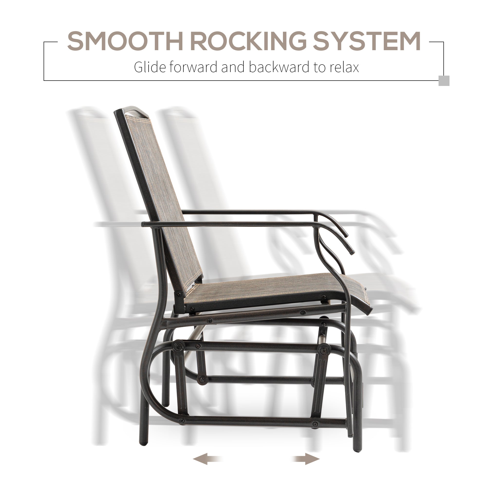 Outsunny 2 Pieces Outdoor Patio Glider Chairs, 2 Person Glider Rocking Chair Set with Breathable Mesh Fabric and Steel Frame for Porch, Garden, Outdoor Furniture Set, Dark Brown