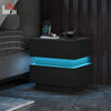 HOMCOM Nightstand with Charging Station and LED Light, Bedside Table with USB Ports and AC Outlets, Side Table with Storage and Remote for Bedroom, Black