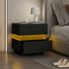 HOMCOM Nightstand with Charging Station and LED Light, Bedside Table with USB Ports and AC Outlets, Side Table with Storage and Remote for Bedroom, Black