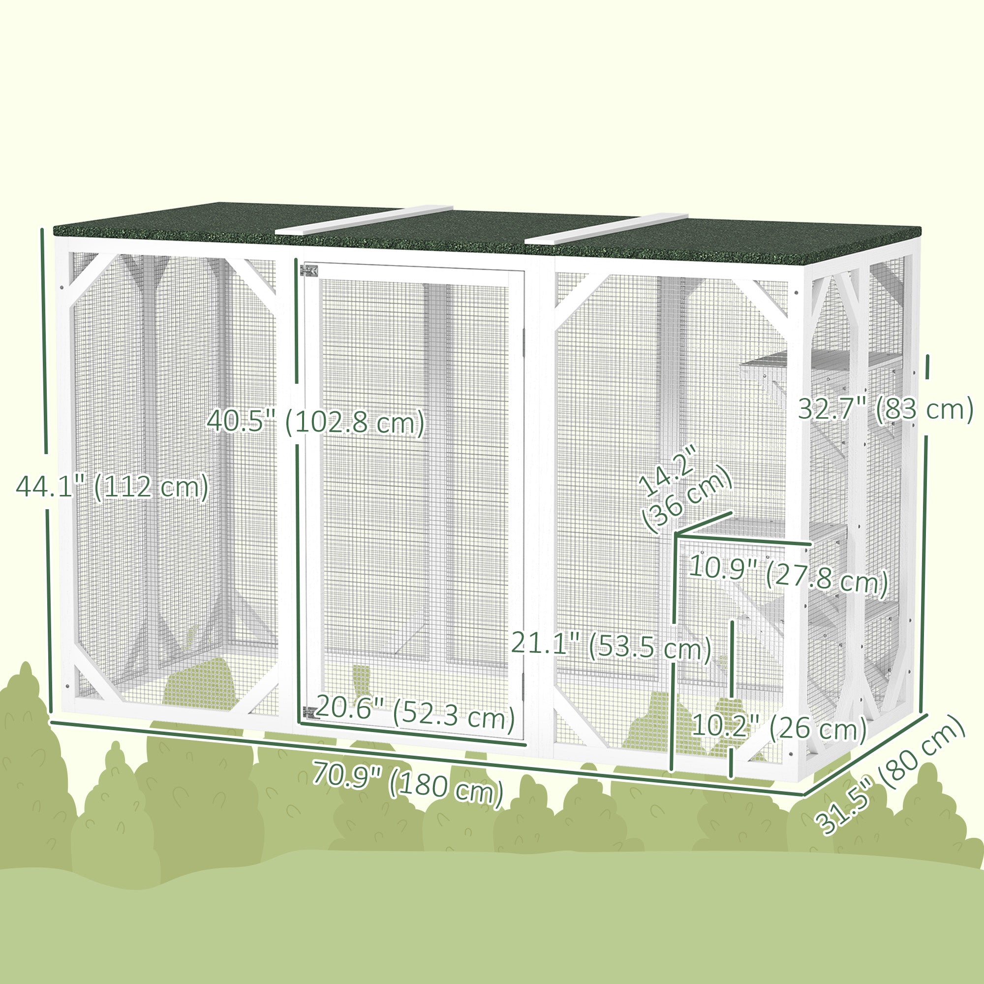 PawHut Cat Cage Indoor Catio Outdoor Cat Enclosure Pet House Small Animal Hutch for Rabbit, Kitten, Crate Kennel with Waterproof Roof, Multi-Level Platforms, Lock, White