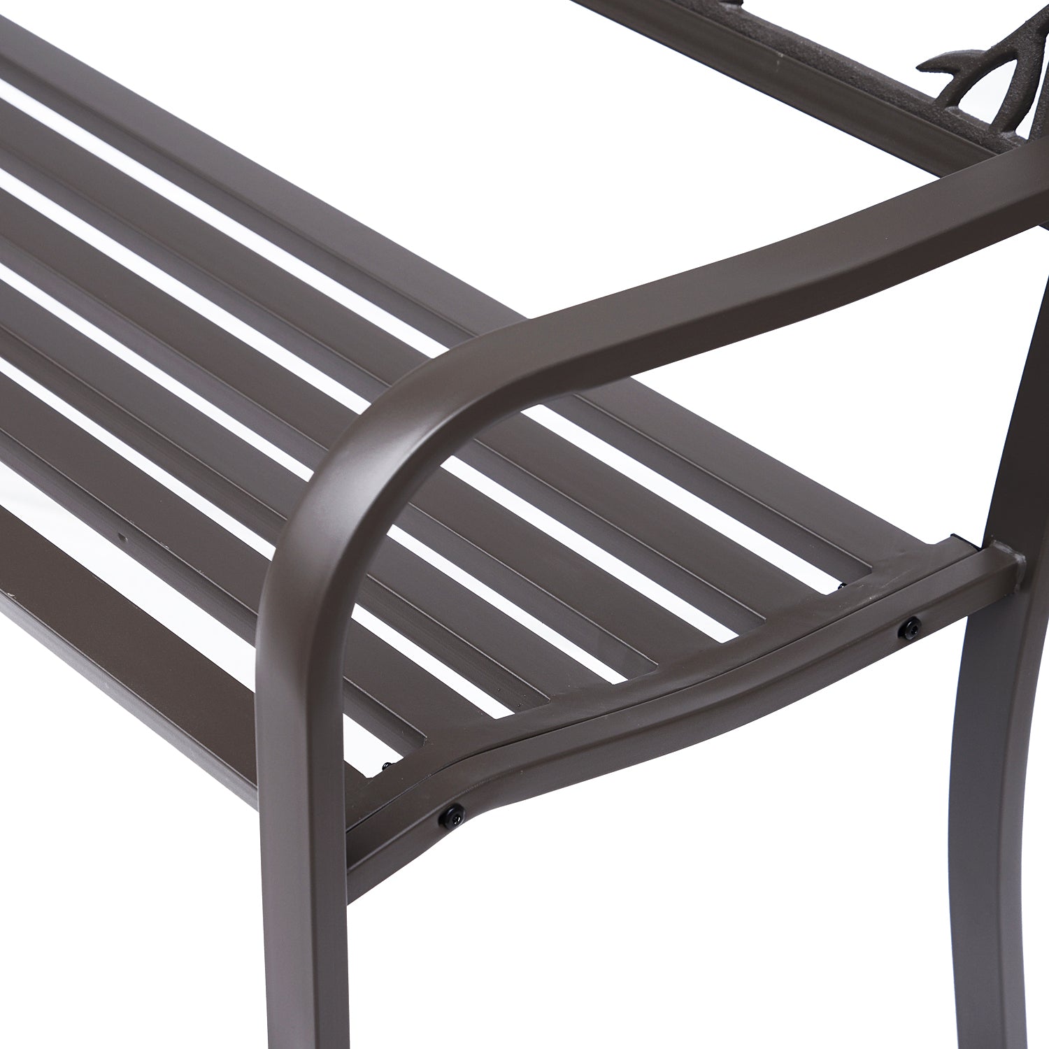 Outsunny 50" Garden Bench Outdoor Loveseat with Vintage Bird Pattern Cast Metal - Brown
