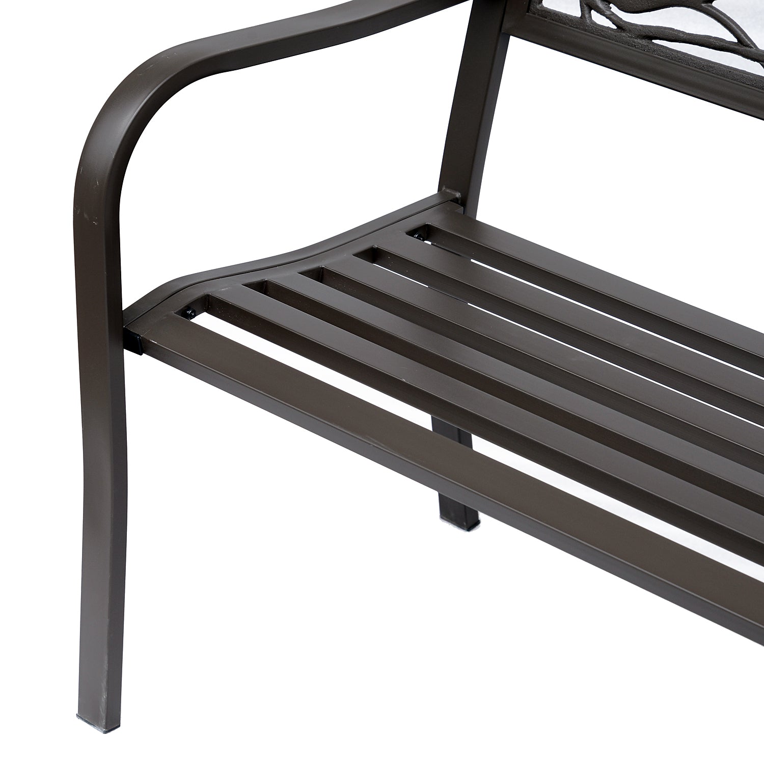 Outsunny 50" Garden Bench Outdoor Loveseat with Vintage Bird Pattern Cast Metal - Brown