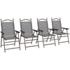 Outsunny Folding Patio Chairs Set of 4, Sports Chairs for Adults, Camping Chairs with Armrest, Breathable Mesh Fabric Seat for Lawn, Grey