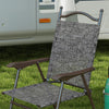 Outsunny Folding Patio Chairs Set of 4, Sports Chairs for Adults, Camping Chairs with Armrest, Breathable Mesh Fabric Seat for Lawn, Grey
