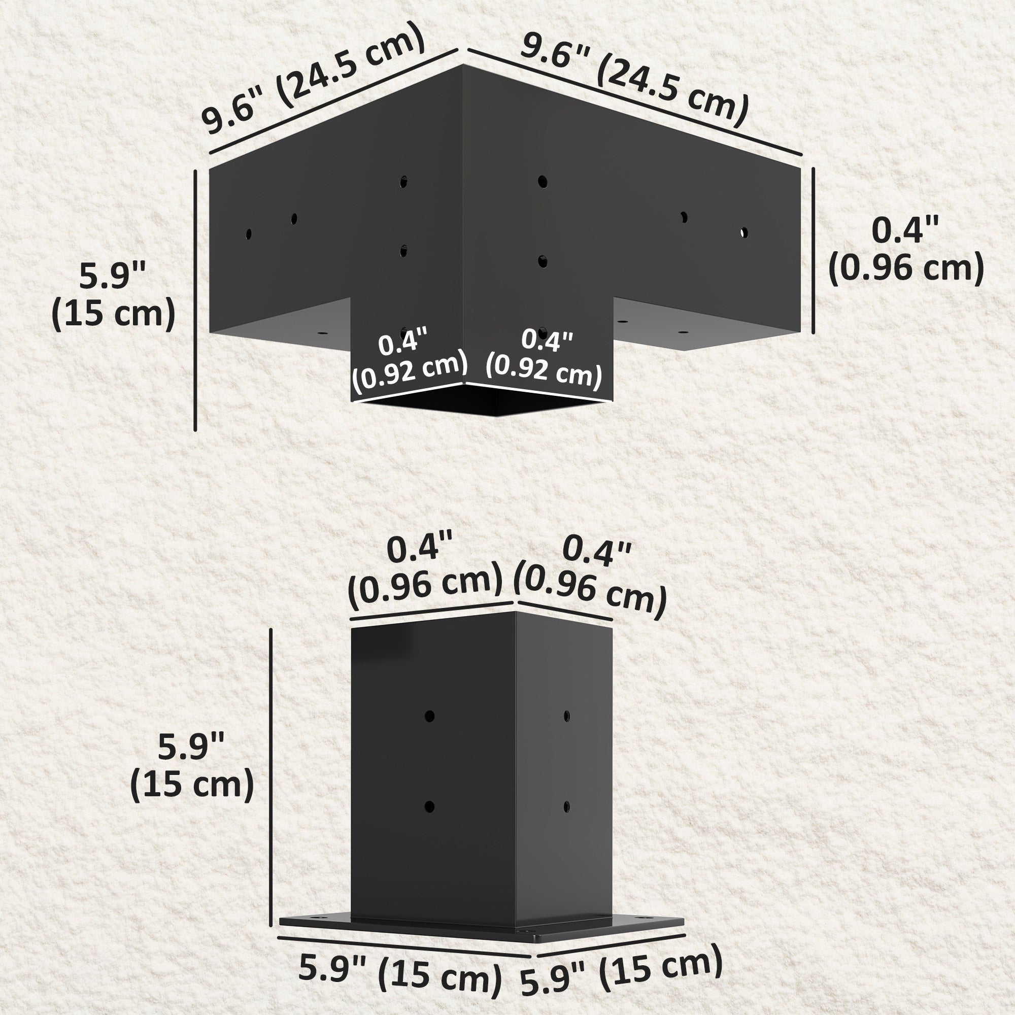 Outsunny DIY Pergola Kit, Pergola Brackets with 3-Way Corner Brackets and Post Base for 4" x 4" (Actual 3.6" x 3.6") Lumber, 8 PCS Includes Screws