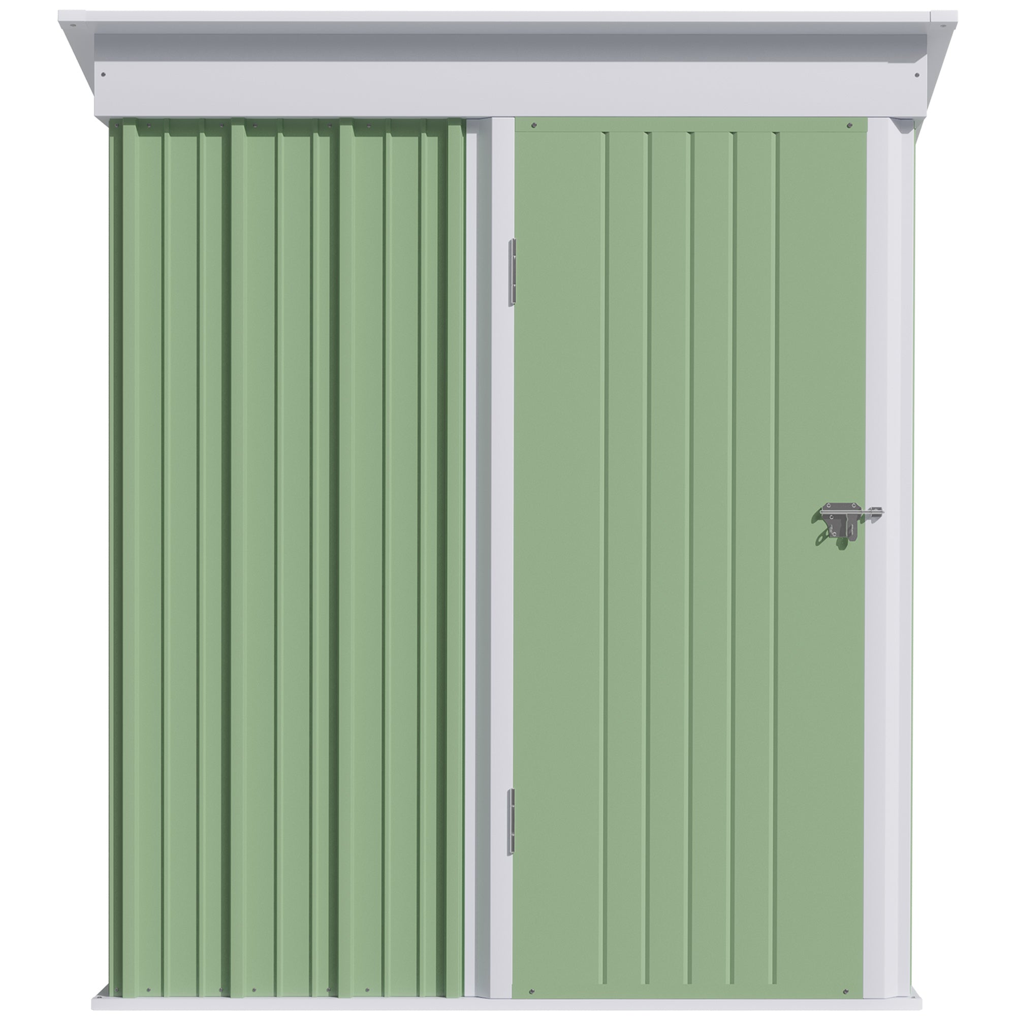 Outsunny 5' x 3' Steel Outdoor Storage Shed, Lean-to Garden Shed with Adjustable Shelf,  Foundation Kit, Lock and Gloves for Lawn Mower, Tool, Patio, Lawn, Green