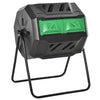 Outsunny 43 Gallon (160L) Tumbling Compost Bin Outdoor Dual Chamber 360° Rotating Composter with Sliding Doors, Solid Steel Frame and Gloves, Green