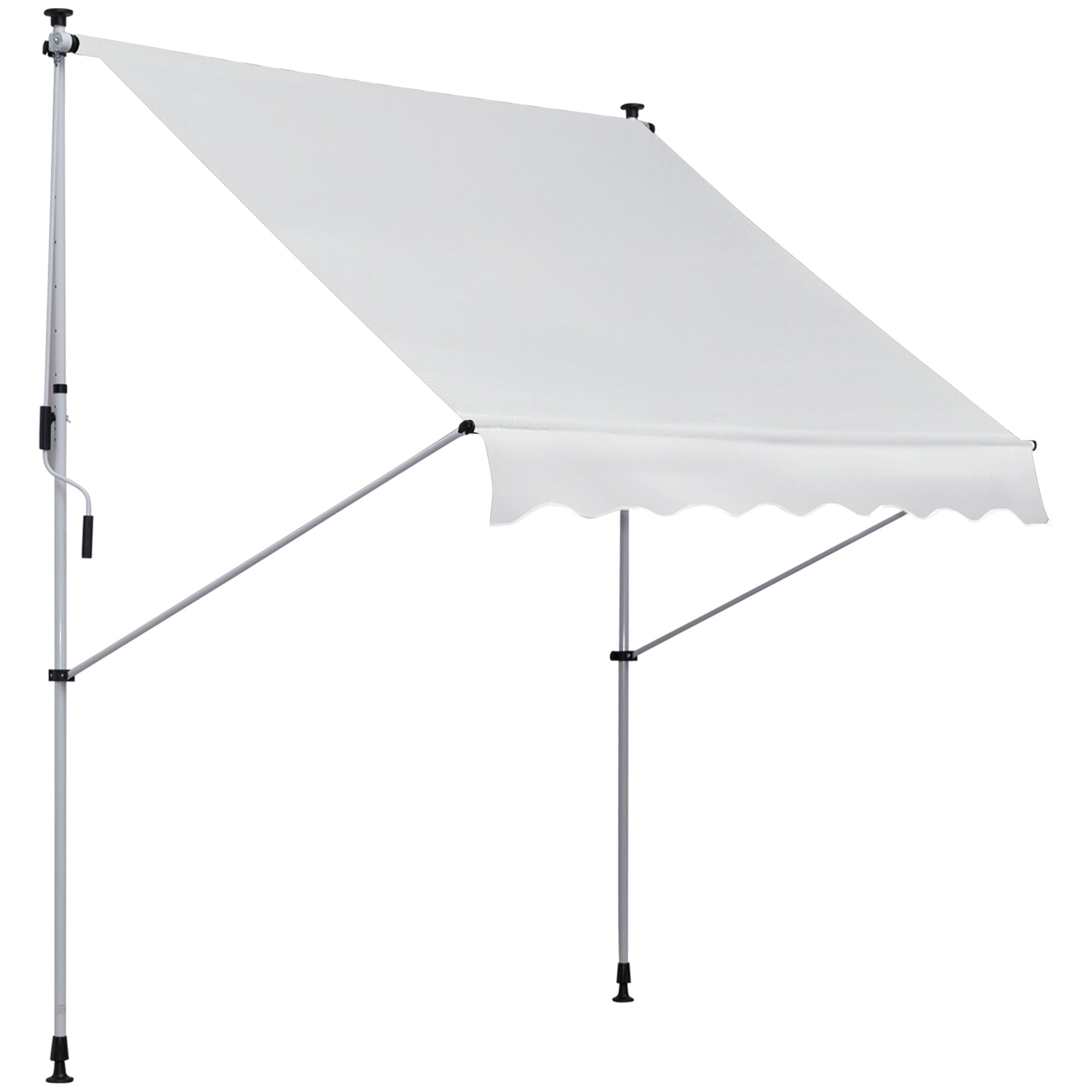 Outsunny 6.6'x5' Manual Retractable Patio Awning Window Door Sun Shade Deck Canopy Shelter Water Resistant UV Protector White