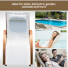 Outsunny Wooden Outdoor Lounge Chair, Patio Chaise Lounge Chair with Headrest, Garden Sun Lounger Recliner Tanning Chair with Wood Frame, Texteline, Cream