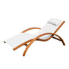 Outsunny Wooden Outdoor Lounge Chair, Patio Chaise Lounge Chair with Headrest, Garden Sun Lounger Recliner Tanning Chair with Wood Frame, Texteline, Cream