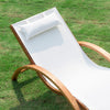 Outsunny Wooden Outdoor Lounge Chair, Patio Chaise Lounge Chair with Headrest, Garden Sun Lounger Recliner Tanning Chair with Wood Frame, Texteline, Cream