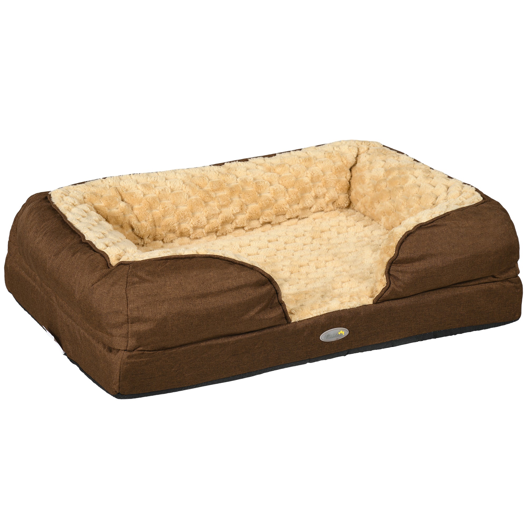 PawHut Dog Sofa Bed Pet Bed Dog Mattress with Removable Washable Cover, Anti-Slip Bottom, for Small Sized Dogs, 70L x 50W x 18Hcm - Brown